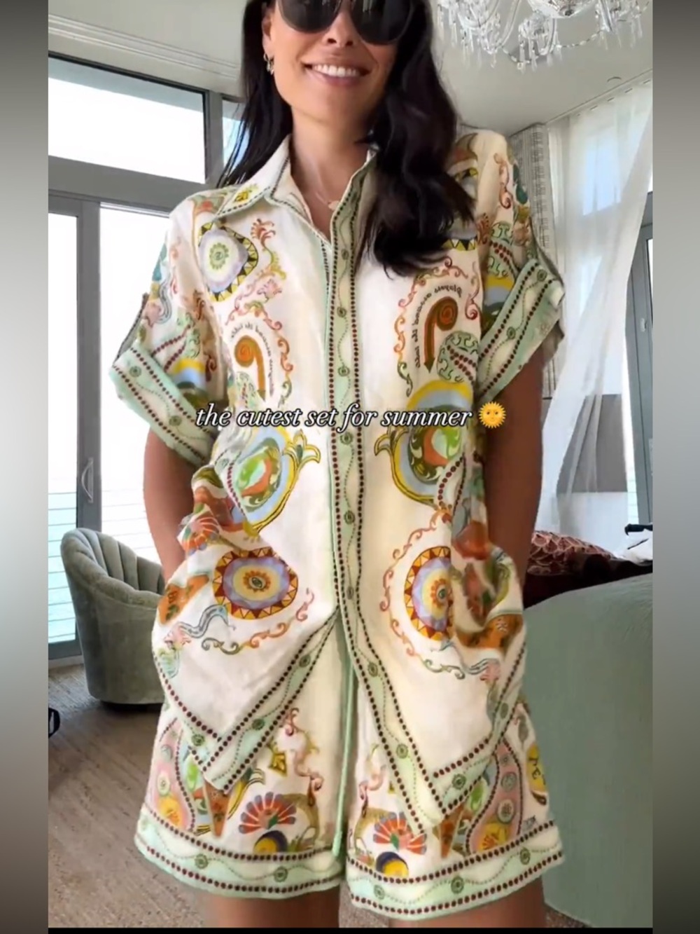 Alemais Paisley Print Short Sleeve Button-Up Shirt and Shorts Set